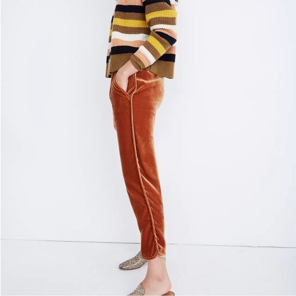 Madewell Copper Size XXS Velvet Lounge Pull On Track Trousers Ankle Pants - Picture 2 of 10